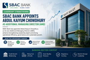 SBAC Bank AMD appointment corporate banking leadership graphic.