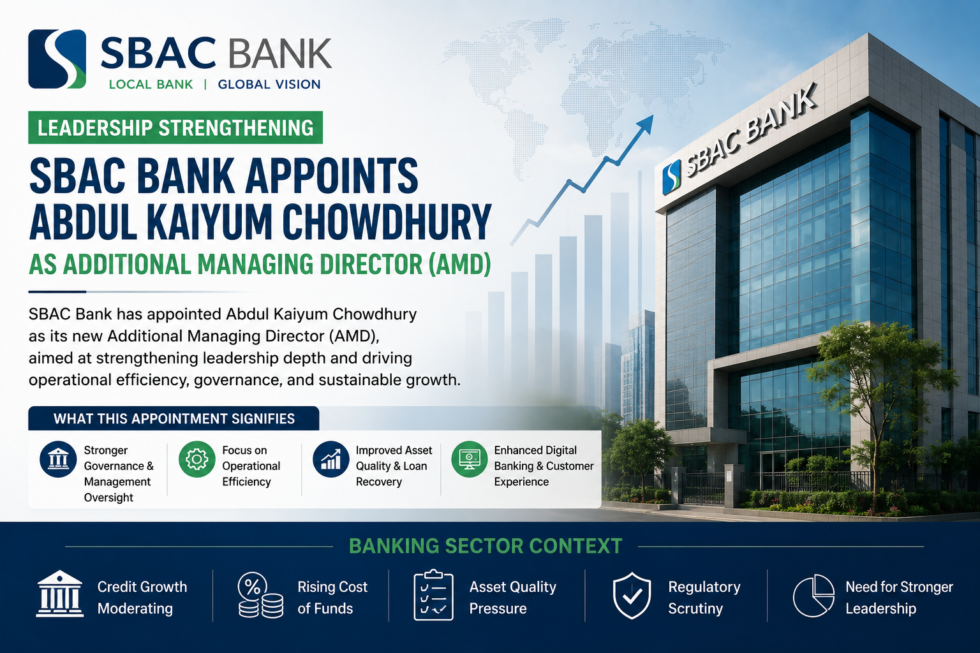 SBAC Bank AMD appointment corporate banking leadership graphic.