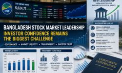 Bangladesh stock market leadership and investor confidence illustrated through market charts, trading activity, and governance-focused capital market visuals.