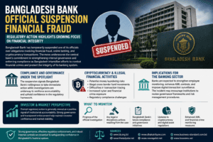 Bangladesh Bank official suspension financial fraud governance and compliance illustration
